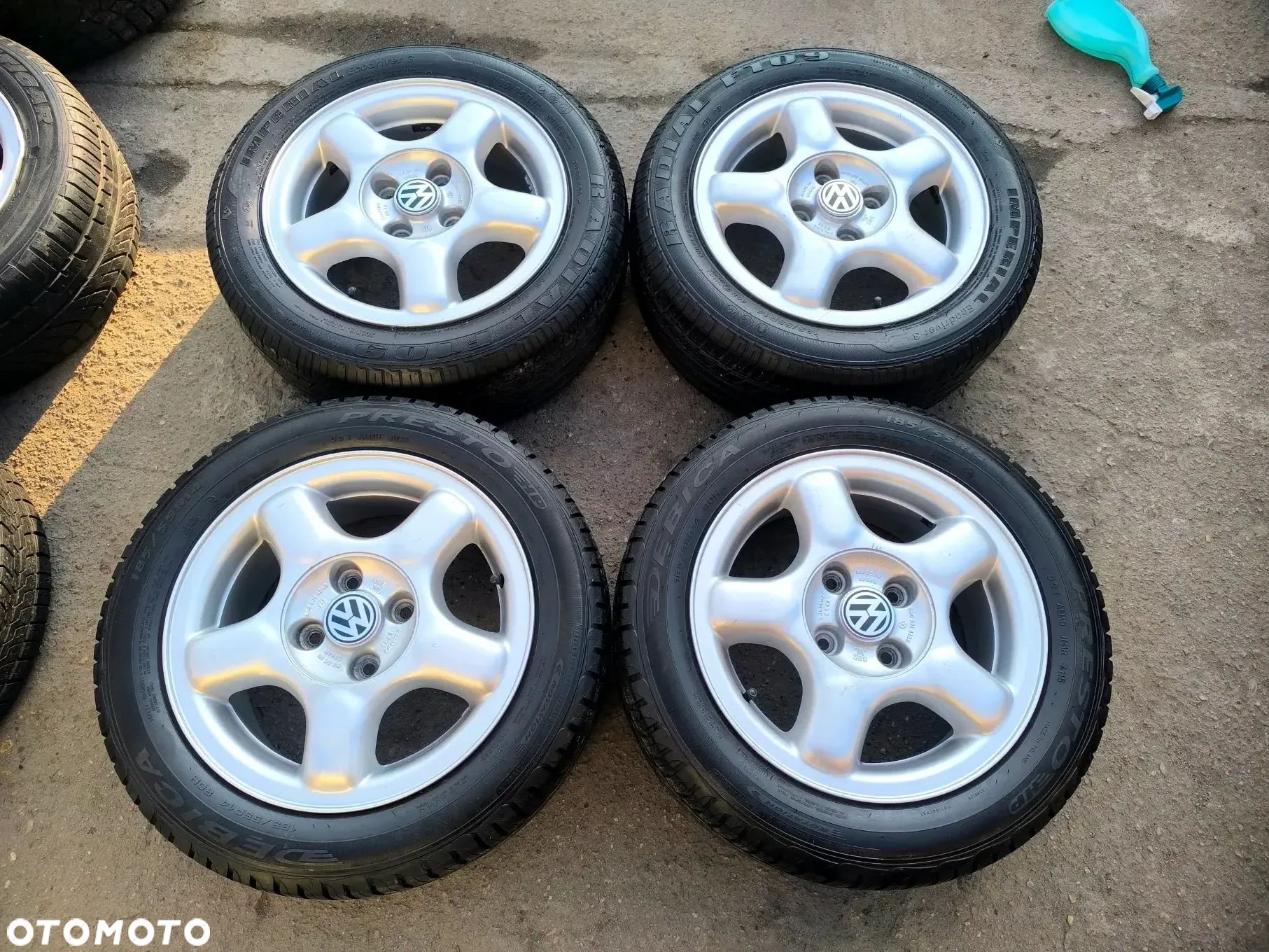 4x100 Felgi Aluminiowe Alufelgi 14 Koła Letnie Lato VW POLO LUPO UP! GOLF I II III 2 3 CADDY SCIROCCO CORRADO JETTA PASSAT B3 B4 SEAT AROSA MII IBIZA CORDOBA SKODA CITIGO FELICIA 7mm Legnica ALU-RAD 185/55 - 1
