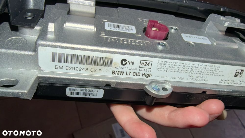 BMW F30 F31 F32 F33 F34 F36 WYŚWIETLACZ MONITOR 9292248 - 4
