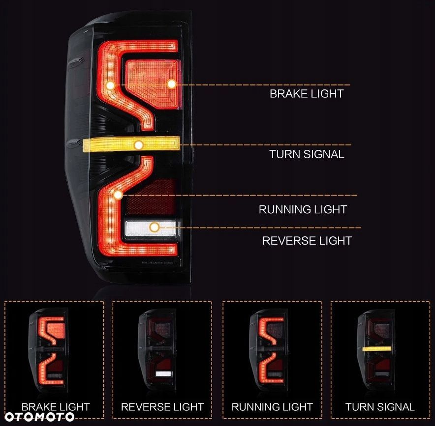 Lampy tyl kpl Vland Led Tuning Smoke Black Ford Ranger V 5 mk5 2011-2022 - 5