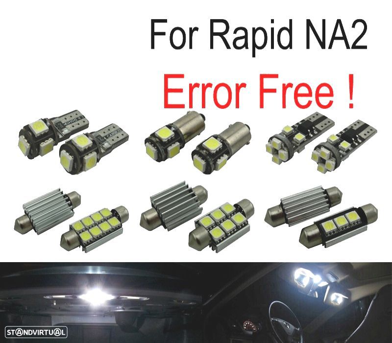 KIT COMPLETO DE 10 LAMPADAS LED INTERIOR PARA SKODA RAPID NA2 11- - 1