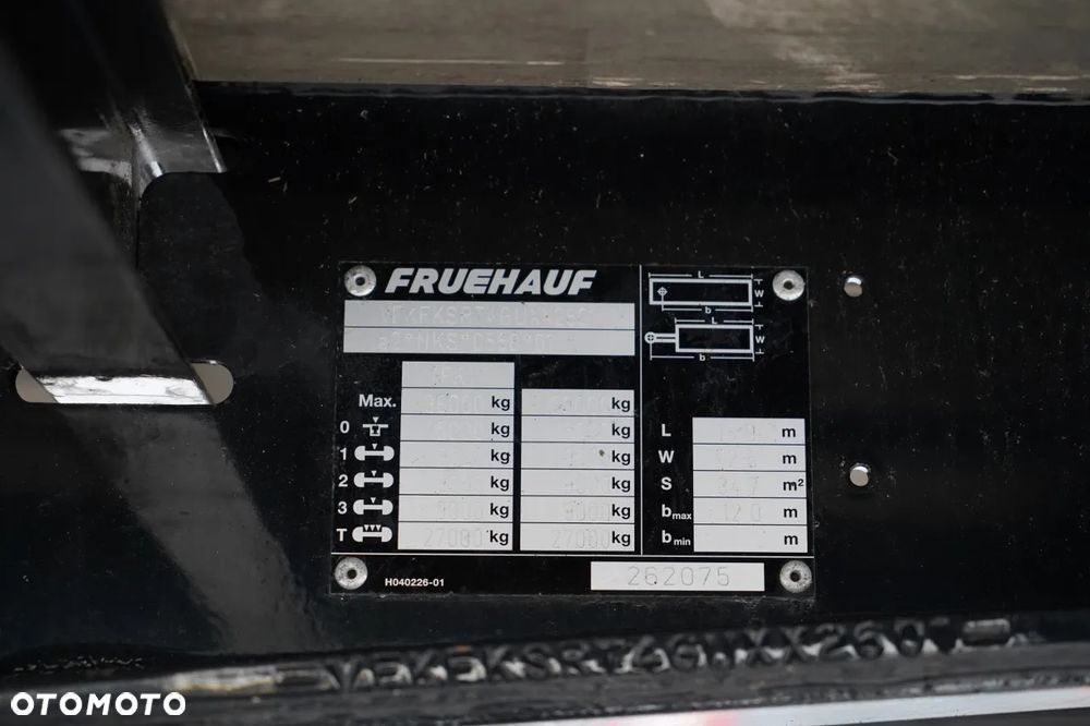 Fruehauf FIRANKA / STANDARD / WINDA DHOLLANDIA 2 000 kg / MOCNA PODŁOGA SZYNA DESKA / - 32