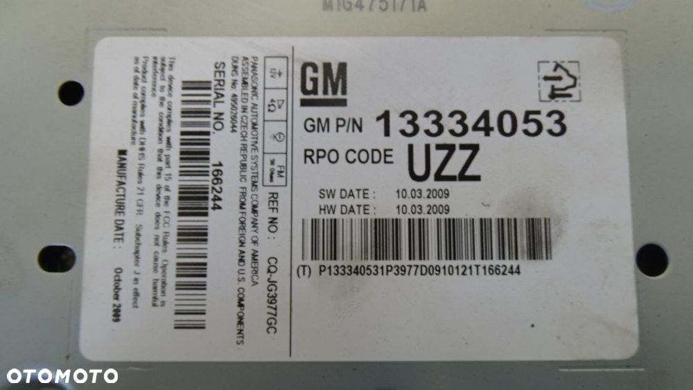 RADIO OPEL ASTRA J 1.7CDTI 13334053 - 3