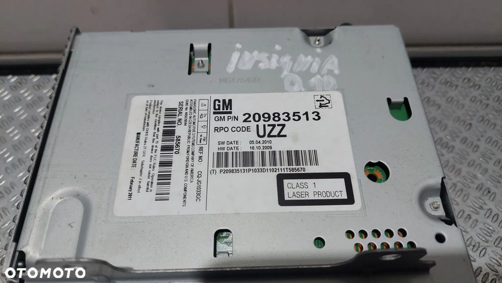RADIO CD OPEL INSIGNIA R2010 NR 20983513 - 2