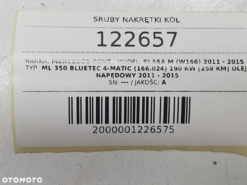 ŚRUBY SZPILKI NAKRĘTKI KÓŁ KOMPLET M14X1.5 MERCEDES ML W166 - 4