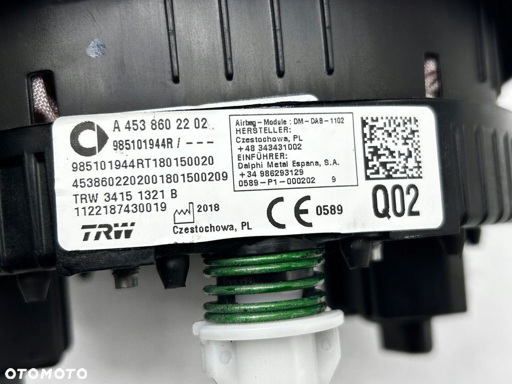 poduszka airbag kierowcy smart forfour ii 985101944r - 2