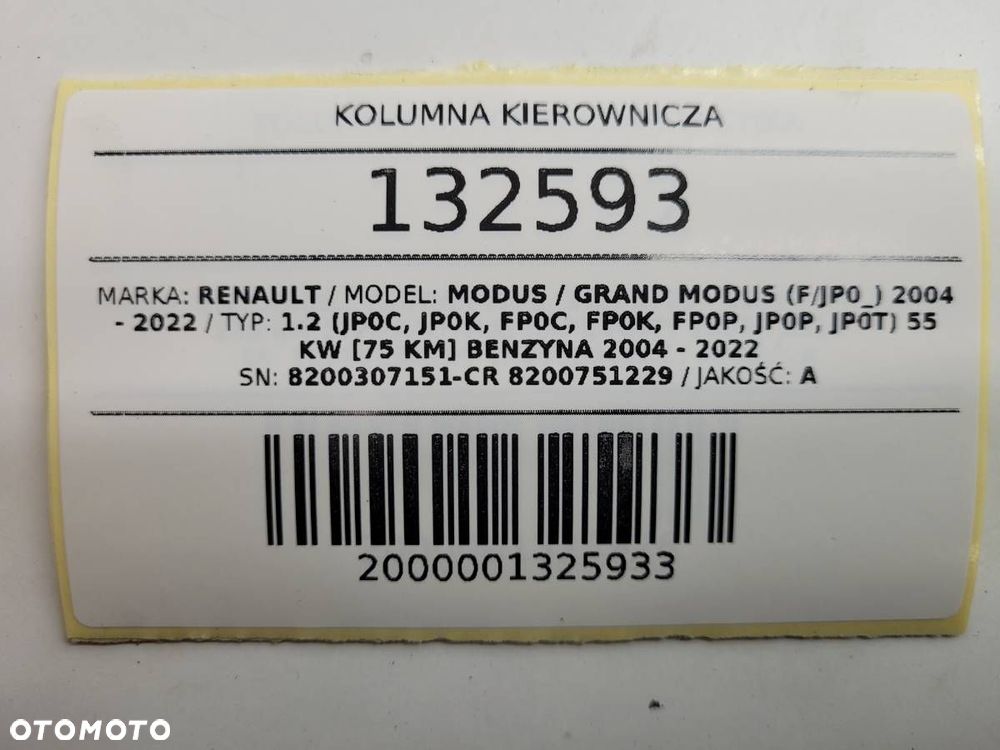 KOLUMNA KIEROWNICZA WSPOMAGANIE 8200307151-CR MODUS 2007 EUROPA - 9