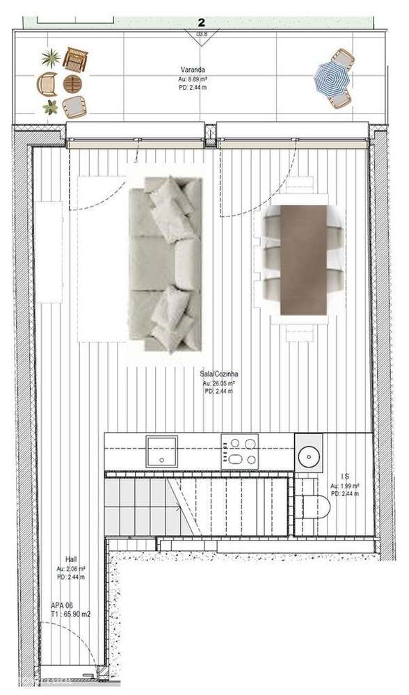 Apartamento T1 em Santa Marinha E São Pedro Da Afurada de 66,00 m2 - Grande imagem: 2/7