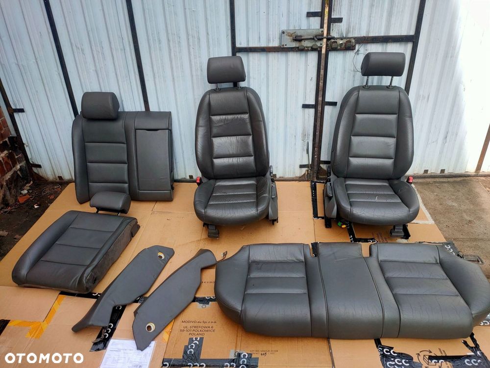 komplet foteli boczków audi a4 b6 skóra szare - 1