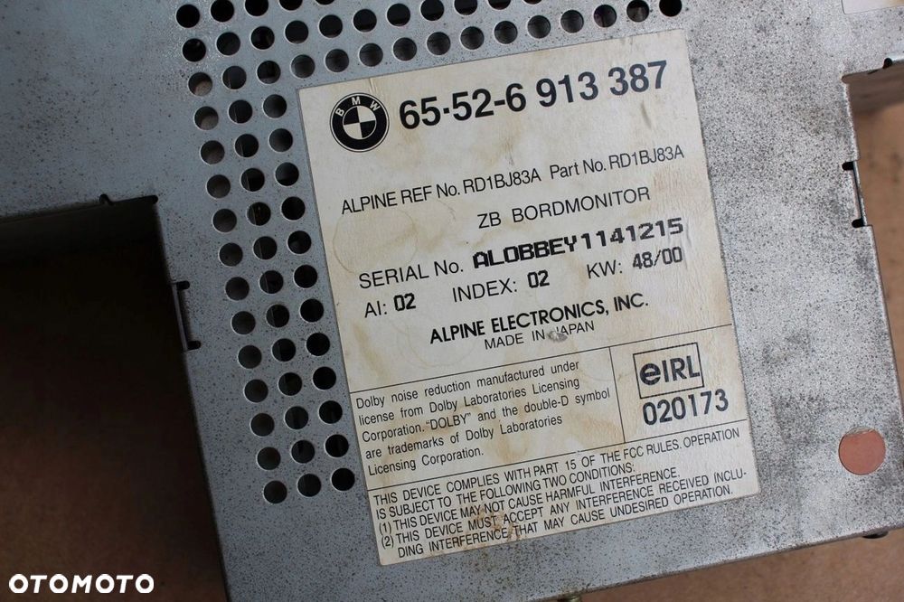 Wyświetlacz monitor nawigacji radia BMW 4 e39 6913387 - 5