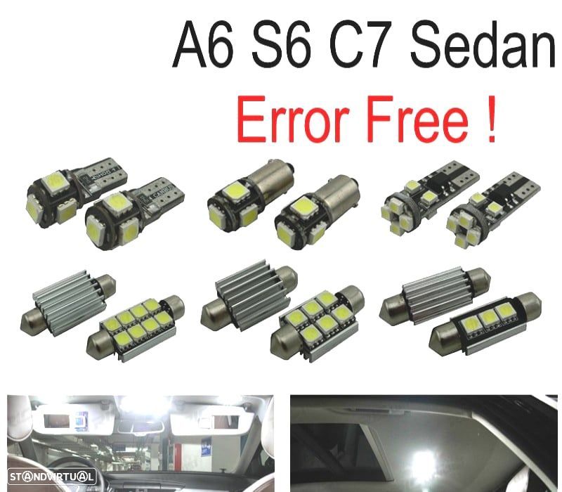 KIT COMPLETO 14 LAMPADAS LED INTERIOR AUDI A6 S6 RS6 C7 SEDAN 12-17 - 1