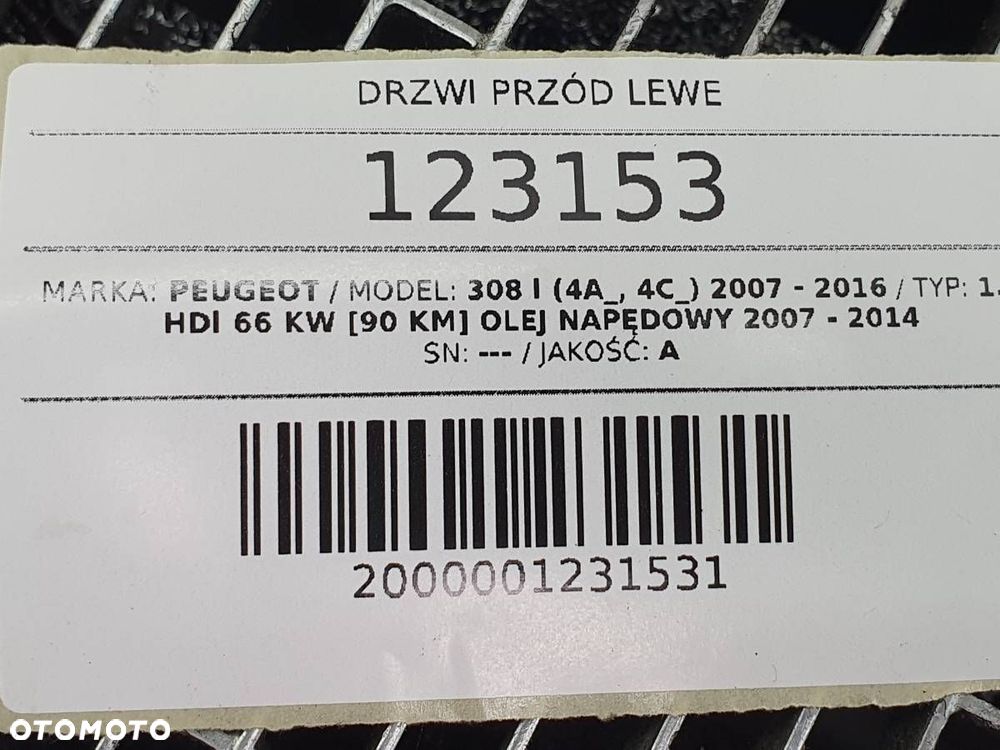 DRZWI PRZÓD LEWE KTQ PEUGEOT 308 I T7 HB 5D KOMBI SW - 14