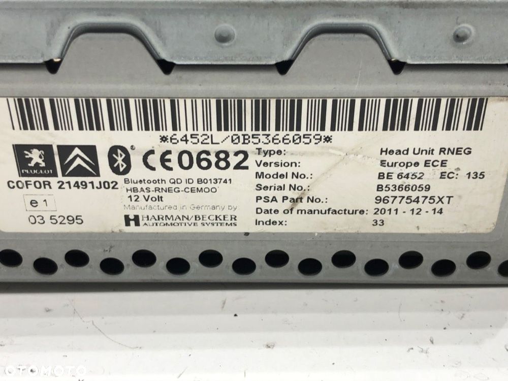 RADIO  PEUGEOT 807 (EB_) 2002 - 2022 2.0 HDI 100 kW [136 KM] olej napędowy 2006 - 2022 96775475XT - 5