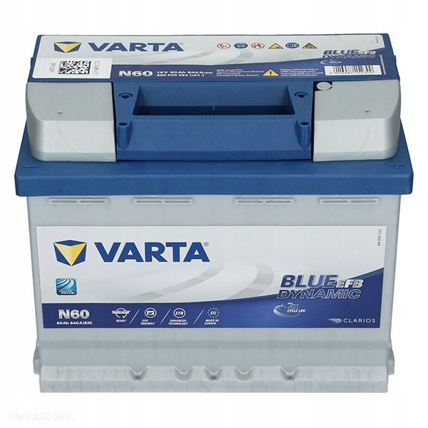 Akumulator Varta EFB N60 12V 60Ah 640A L2 StartStop P - 16,5 kg - 2