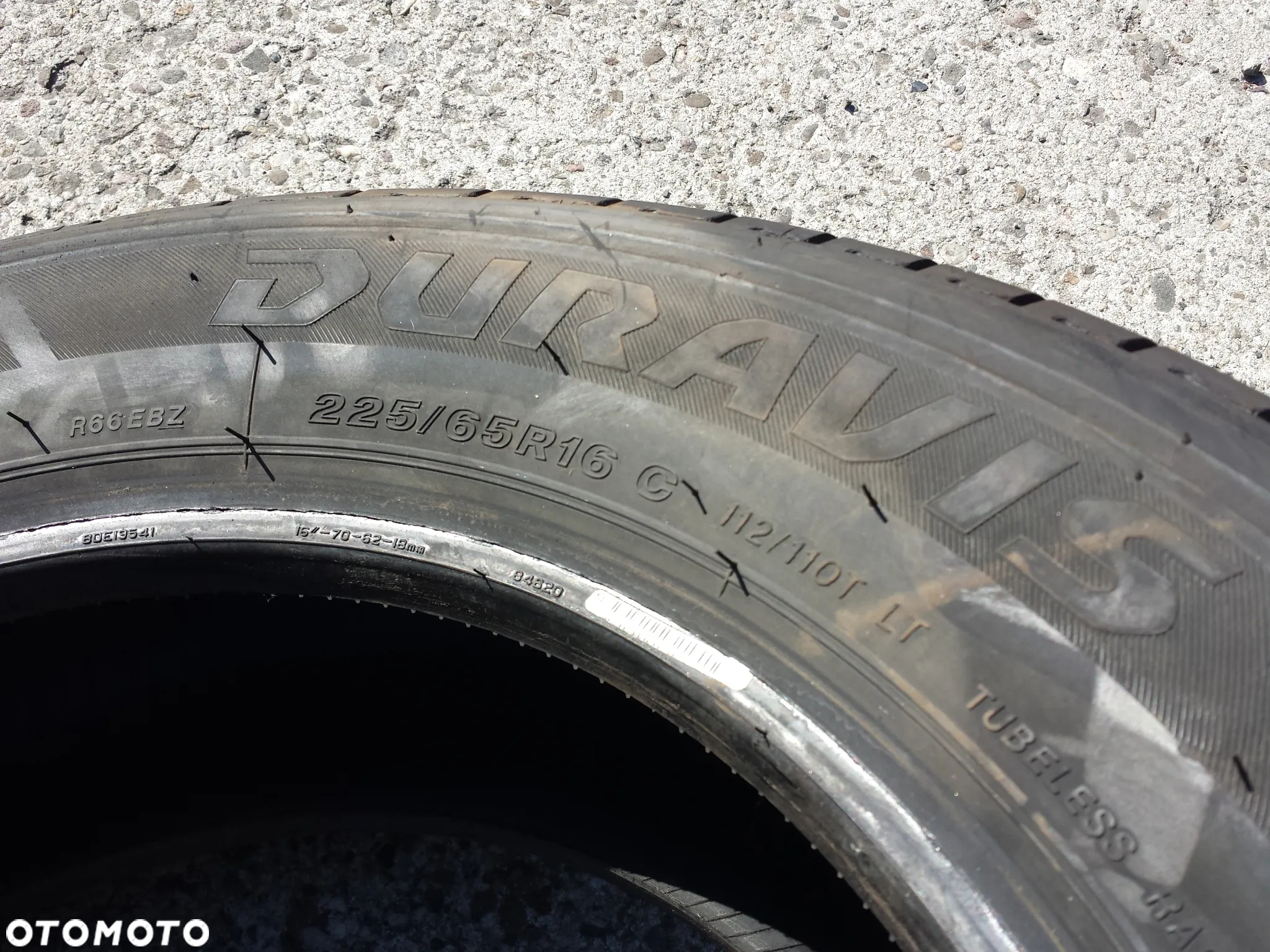 16” - WZMACNIANE  "C" - do BUSa - 225/65 r16 cali –  BRIDGESTONE  Duravis - index "C" Wzmacniane LETNIE Opony - stan BDB - GWARANCJA ! + Możliwy MONTAŻ !! - 9