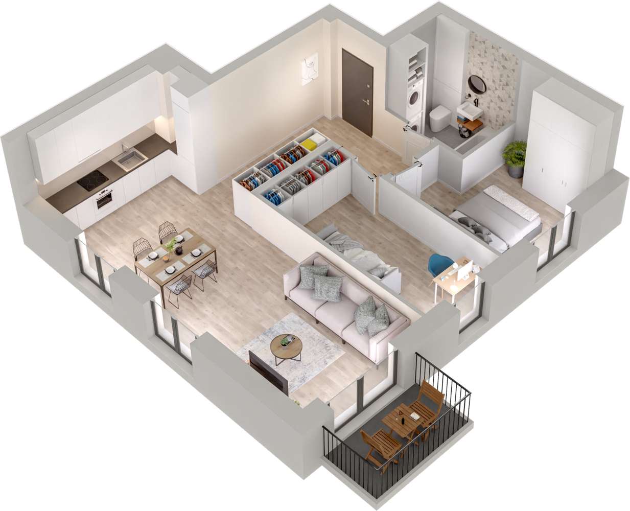 2.M.17 | 62,31 m² | 3 pokoje z balkonem - narożne | Krzyki- Gaj