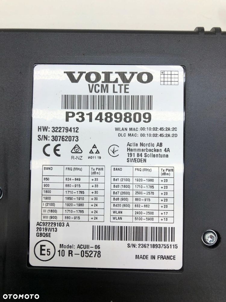 VOLVO XC40 V90 S90 MODUŁ KOMPENSATOR VCM LTE 31489809 - 2