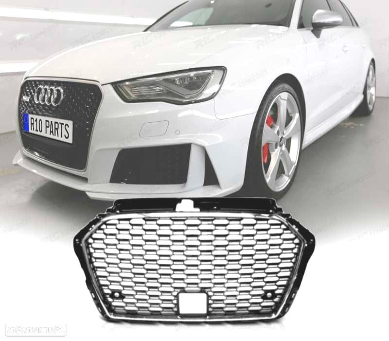 GRELHA AUDI A3 8V 16-19 PRETO CROMADO LOOK RS3 - 1