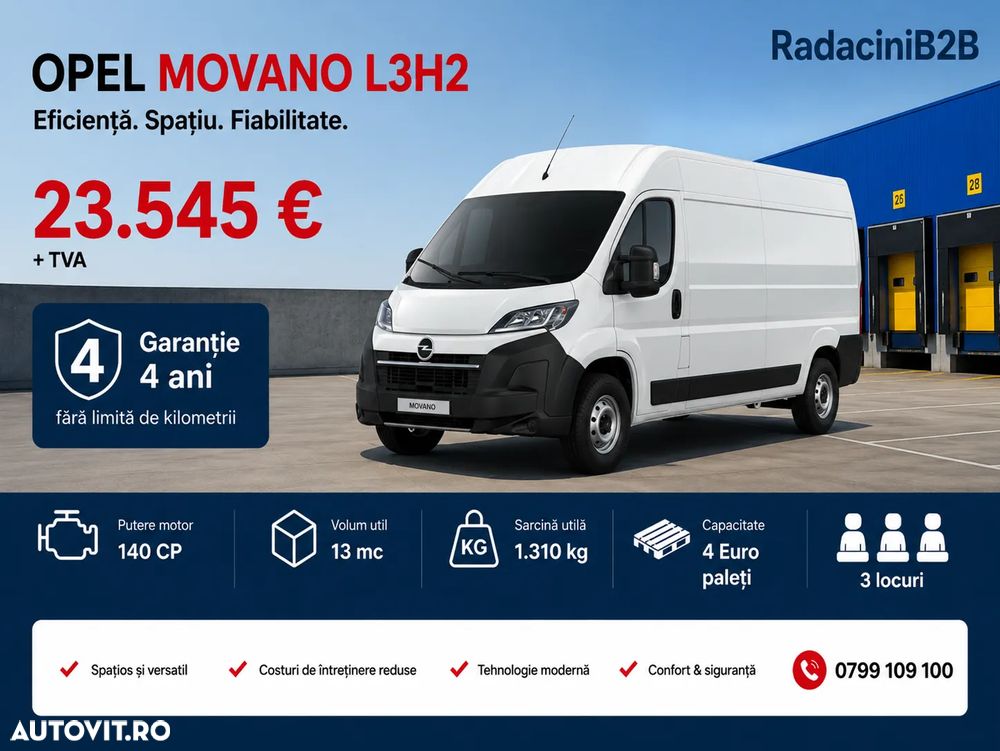 Opel Movano L2H3 VAN volum - 13 mc - 1.310 kg sarcina utila - 1