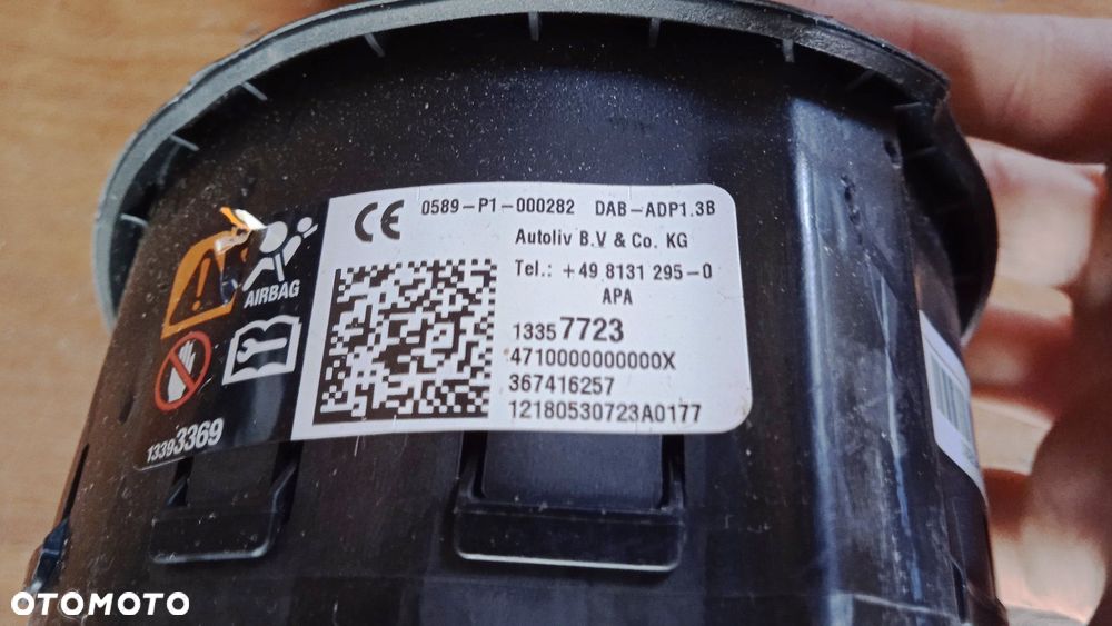 Kierownica multifunkcja poduszka kierowcy airbag Opel Adam 13357723 13350703 - 9