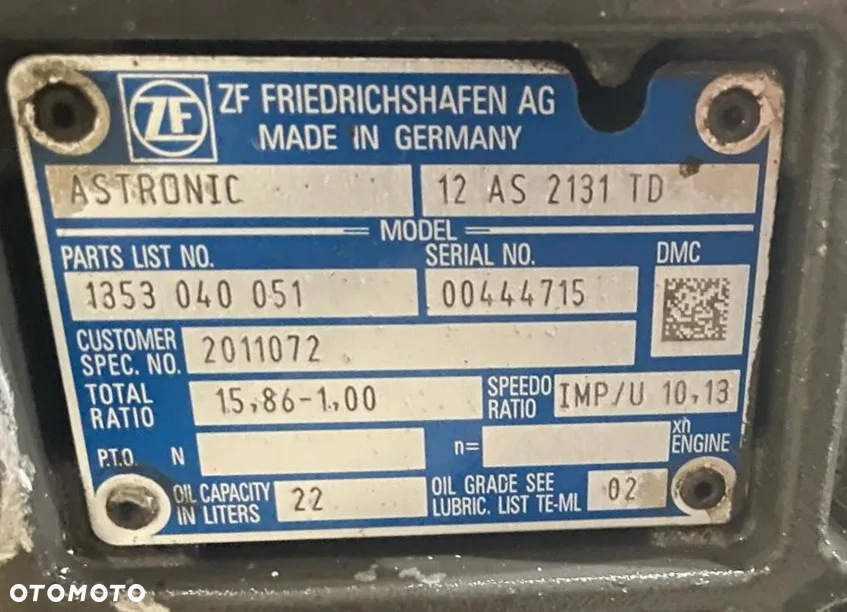 SKRZYNIA BIEGÓW ASTRONIC DAF XF EURO 6 12AS2131 TD 15,86-1,00 AUTOMAT - 6