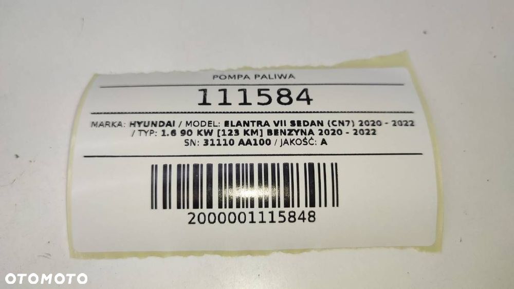 POMPA PALIWA PŁYWAK BENZYNA HYUNDAI ELANTRA VII 1.6 2023 31110-AA100 - 5