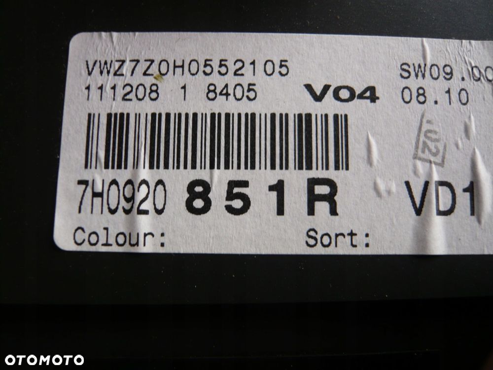 licznik zegary vw transporter t5 7h0920851r - 2