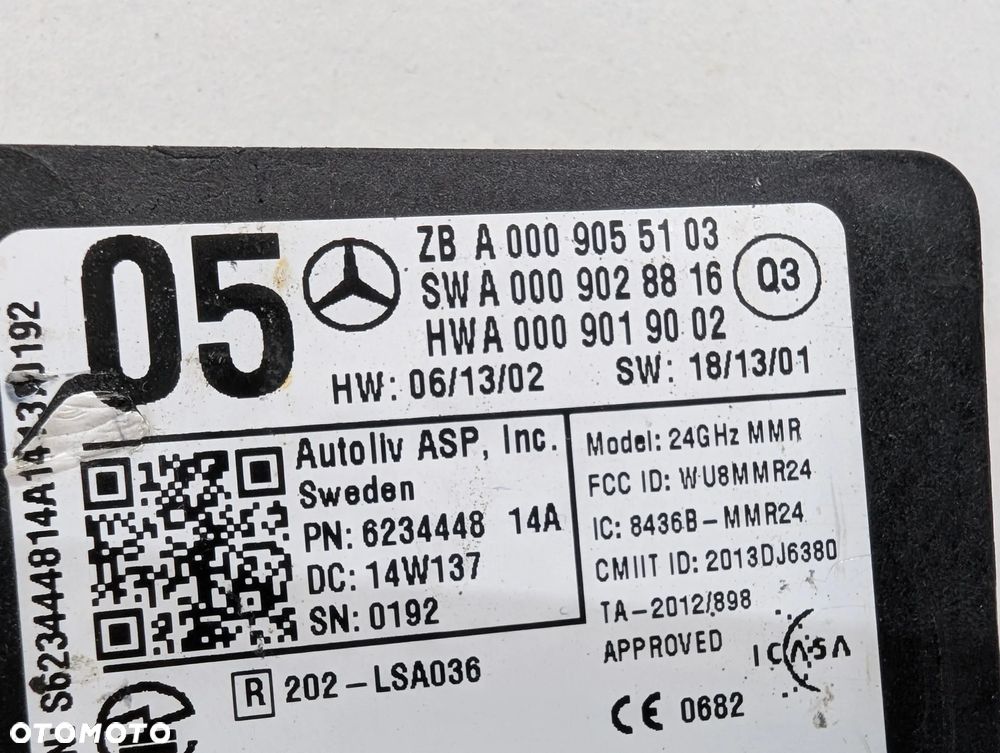 MERCEDES  W176 W117 W205 W246 RADAR SENSOR DISTRONIC A0009055103 - 5