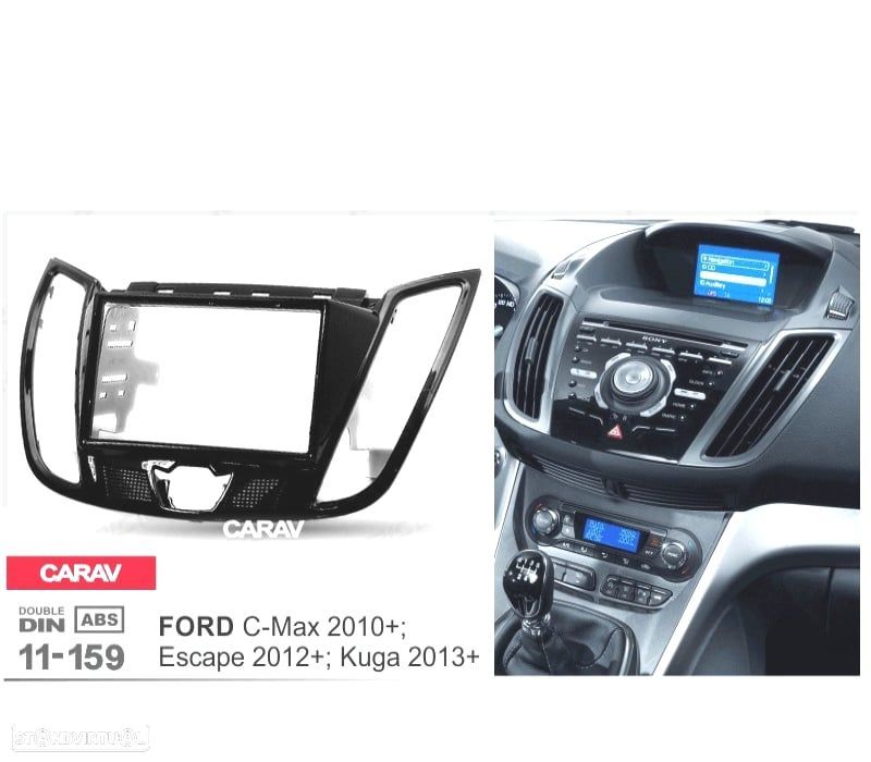 MOLDURA ADAPTADOR PRETO BRILHANTE PARA RADIO 2-DIN PARA FORD C-MAX KUGA ESCAPE CON PANTALLA DE 4.2 - 4
