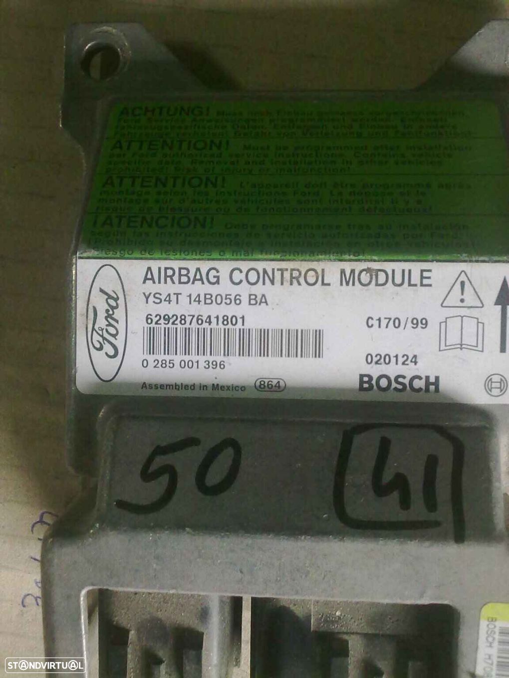 Modulo Airbag YS4T14B056BA 0285001396 FORD FOCUS - 1