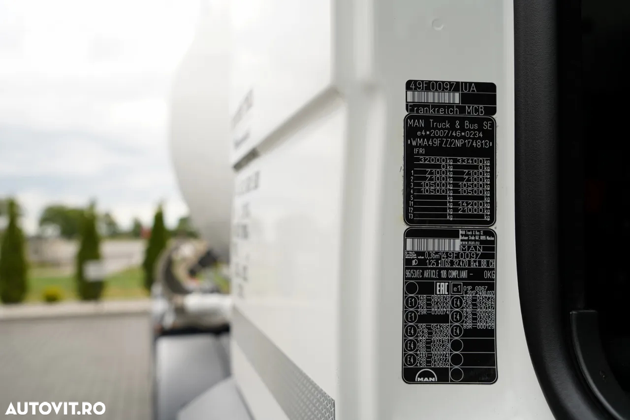 MAN TGS 32.470 / 8X4 / BETONIERĂ / 9 M3 / CIFA / JANTE DIN ALIAJ / EURO 6 / CONTRACT DE SERVICE POST-SERVICE - 37