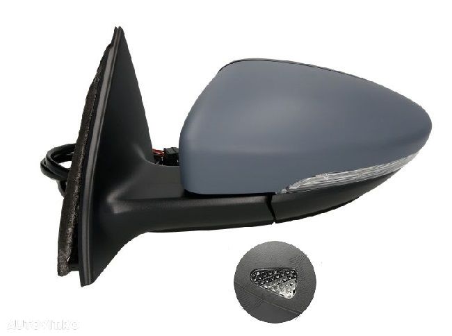 Oglinda exterioara VW Passat (B7), 11.2010-2015, stanga/dreapta, reglare electrica; grunduit; incalzit; sticla asferica; geam cromat; rabatabil; memorie; cu Lucas; cu lampa perimetru; mufa cu 16 gauri/ 13 - 1