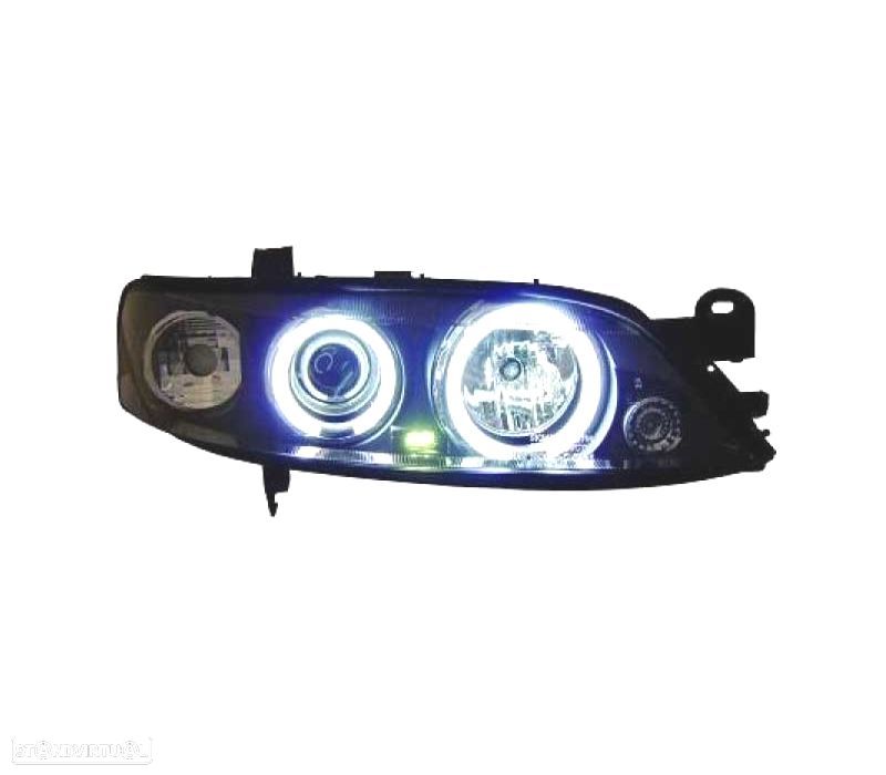 FARÓIS ANGEL EYES CCFL OPEL VECTRA 96-98 FUNDO PRETO - 2