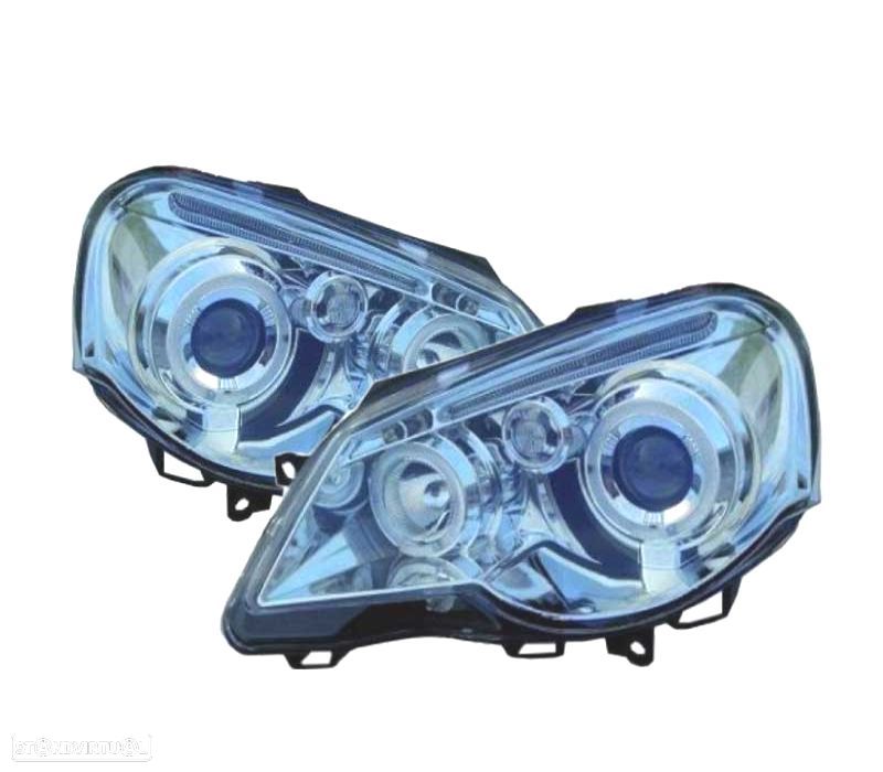 FARÓIS ANGEL EYES VOLKSWAGEN VW POLO 05-09 FUNDO CROMADO - 2