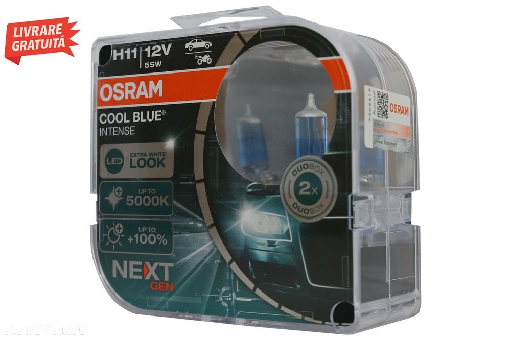 Set 2 Becuri Auto-Moto Halogen NEXT GEN Osram Cool Blue Intense H11 64211CBN-HCB 1- livrare gratuita - 2