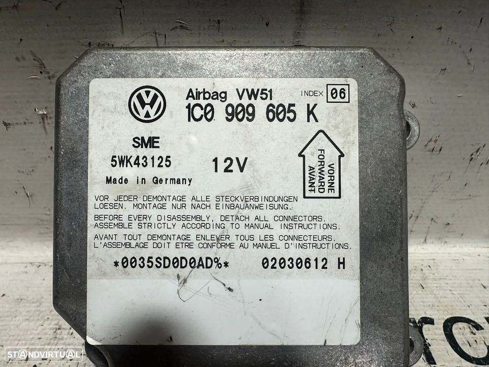.Módulo Centralina Airbag SRS Original VAG Volkswagen Skoda 1C0909605K 2001 - 2015 - 8