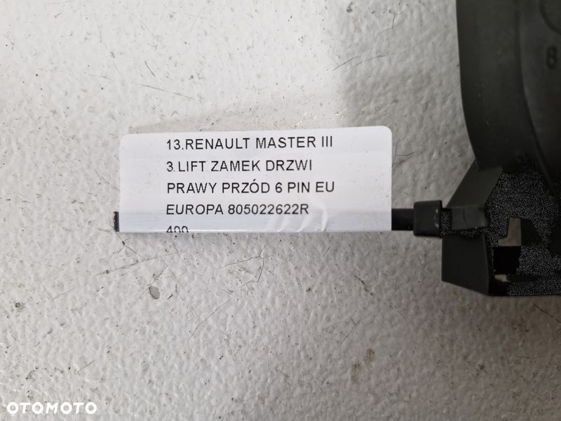 RENAULT MASTER 3 III LIFT ZAMEK DRZWI PRAWY PRZÓD PRZEDNI 6 PIN EU 805022622R - 5