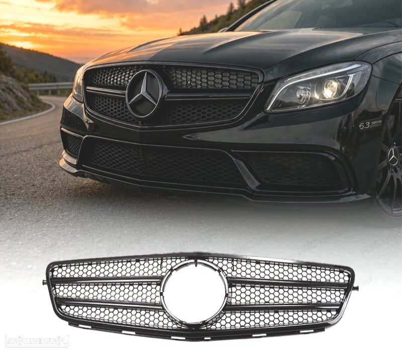 GRELHA FRONTAL MERCEDES W204 07-11 LOOK AMG PRETO BRILHANTE - 1