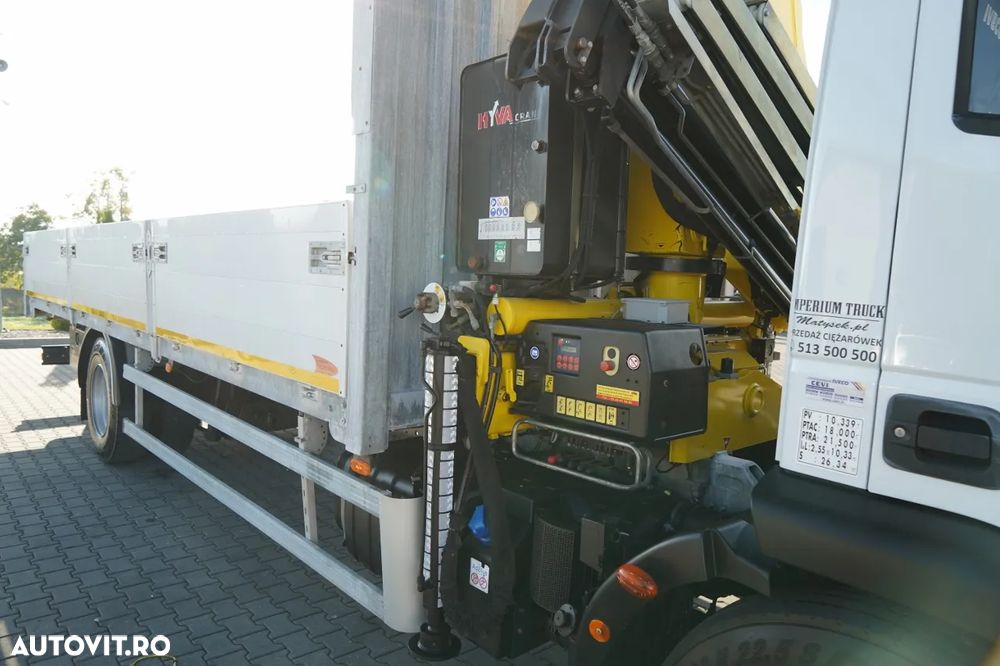 Iveco EUROCARGO 180E25 / PLATFORMĂ CU OBOARE RABATABILE - 7,3 M / MACARAUA HYVA HB 150 / CAPACITATE MAX. DE RIDICARE: 5.200 KG / ROTATOR / TELECOMANDĂ / CUTIE DE VITEZE AUTOMATĂ / EURO 6 - 22