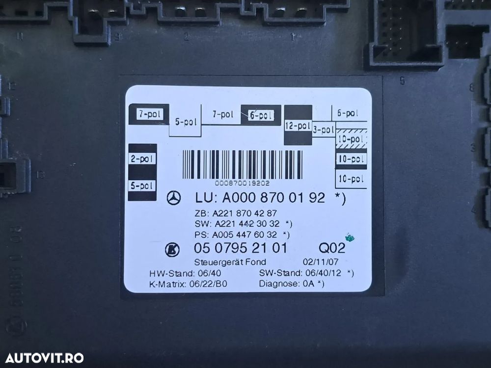 Unitate ECU SAM Modul control Usa Stanga Spate Mercedes S class w221 2005-2013 - 2