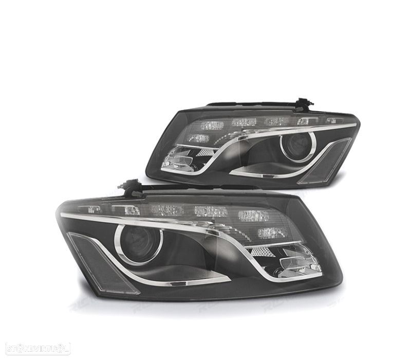 FARÓIS FRONTAIS PARA AUDI Q5 08- LUZ DIURNA FUNDO PRETO - 1