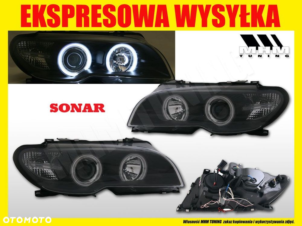 reflektory lampy diody soczewka clear black bmw 3 e46 lift coupe 2003-2006 - 6