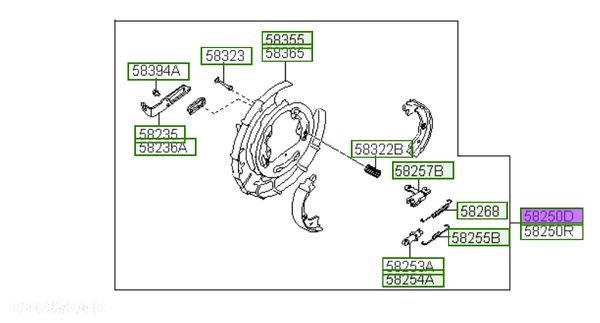 Hamulec tylny kompletny lewy Hyundai i30 2007-