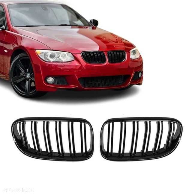Grile Duble Bara Fata Nari M Style BMW E92 E93 Pre-FACELIFT // FACELIFT, Negru Lucios - 6