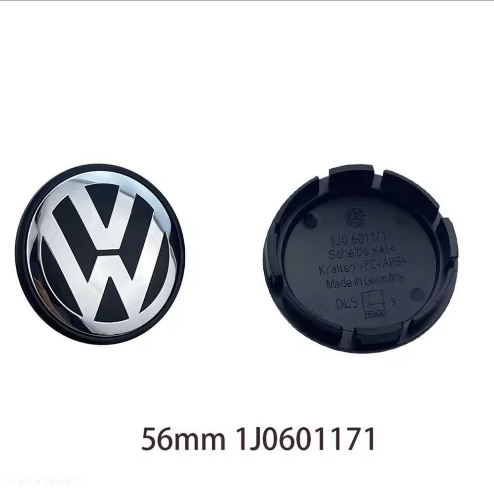 Zestaw dekielków VW Volkswagen 56MM 1J0601171  Dekielki Dekielek Dekle Zaślepki Kapsle Kapselki Emblematy Emblemat - 1
