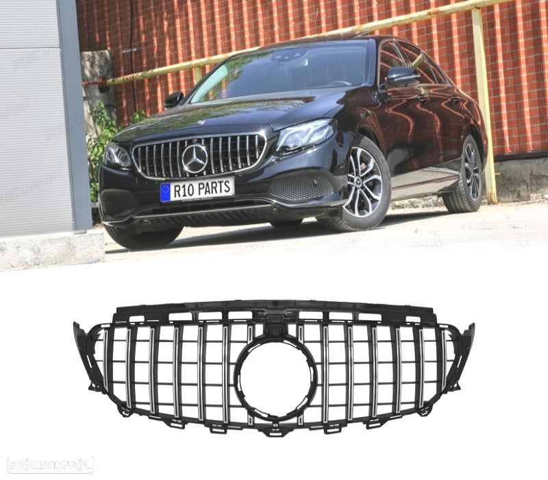 GRELHA MERCEDES CLASE E W213 16-19 LOOK AMG GTR PRETO CROMADO - 1