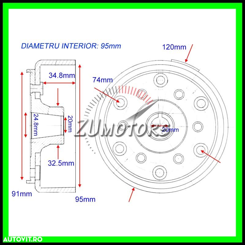 Volanta Rotor Magnetou Atv LINHAI 250 260 275 300 400 - Cod Original 24002 - 6
