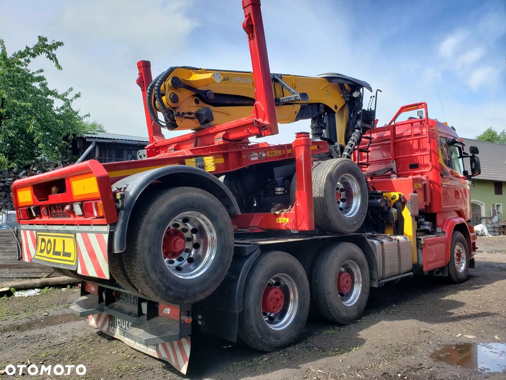 Scania R580 V8 2016r Scania R560 V8 2014r Scania R500 V8 2013r do drewna drzewa lasu dłużycy kłody dźwig epsilon loglift wózek doll huttner przyczepa do transportu drewna - 10