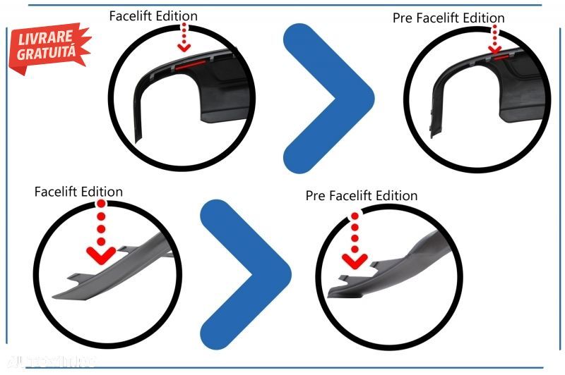 Difuzor Bara Spate si Ornamente toba AUDI A4 B8 Facelift Sedan/Avant (2012-2015) S- livrare gratuita - 7