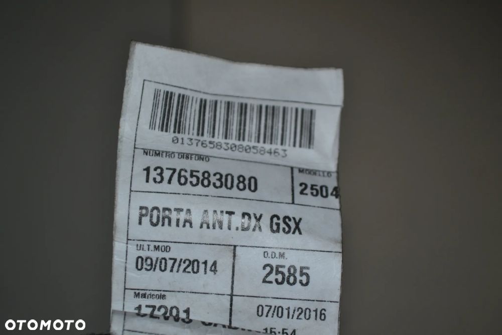 FIAT DUCATO CITROEN JUMPER PEUGEOT BOXER LIFT 2014- WIĄZKA INSTALACJA DRZWI PRZÓD PRZEDNIA PRAWA 1376583080 - 2