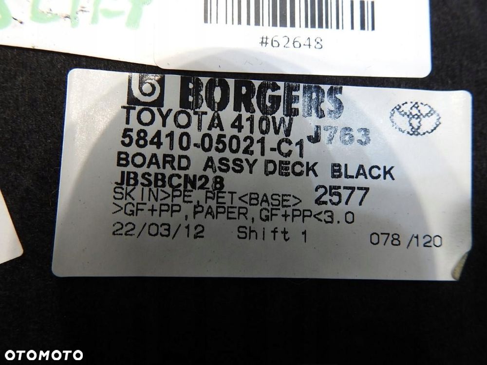 PODŁOGA BAGAŻNIKA TOYOTA AVENSIS III T27 58410-05021-C1 - 5